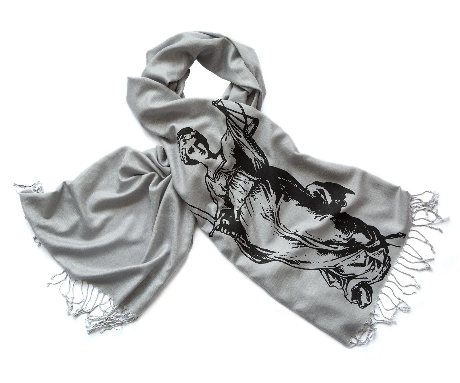Scales of Justice Scarf, Lady Justice Linen-Weave Pashmina