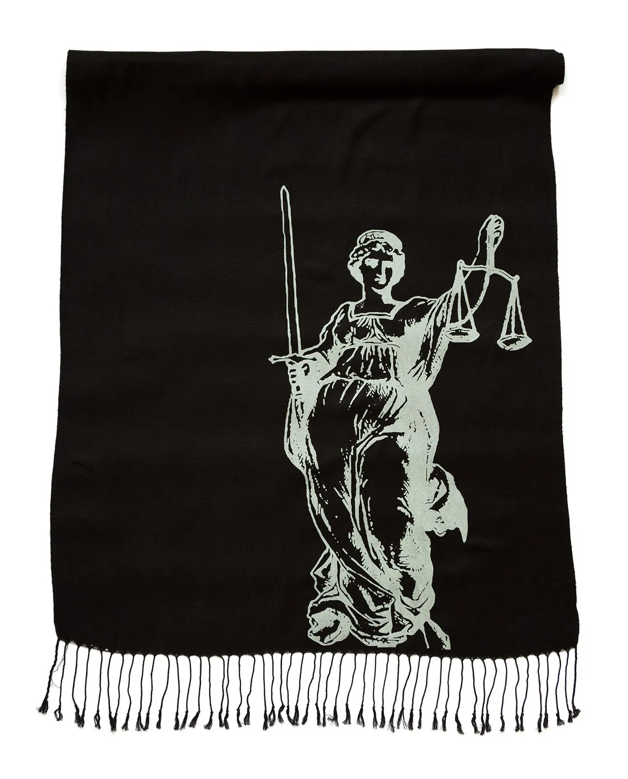 Scales of Justice Scarf, Lady Justice Linen-Weave Pashmina