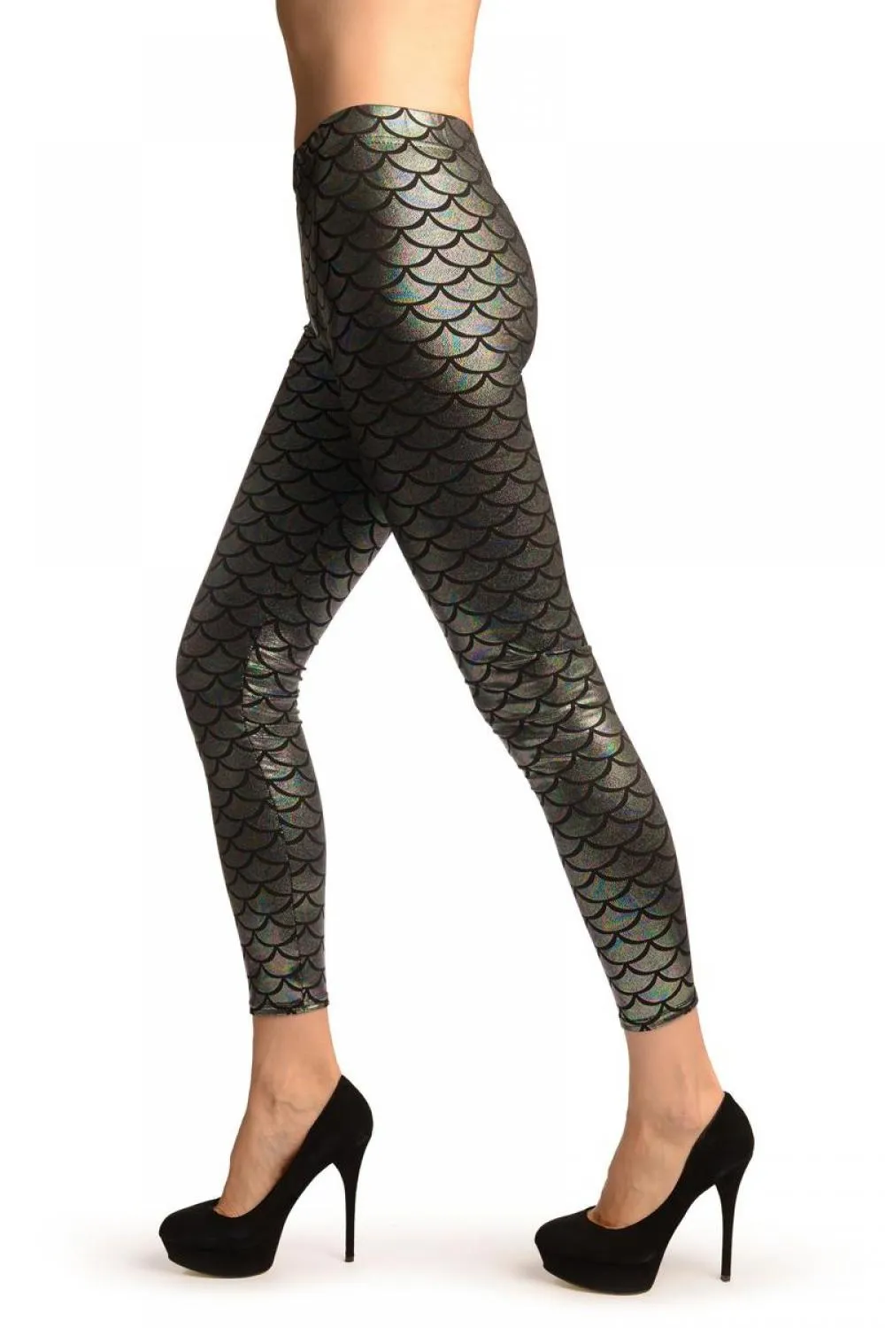 Silver Rainbow Shiny Mermaid Scales Leggings