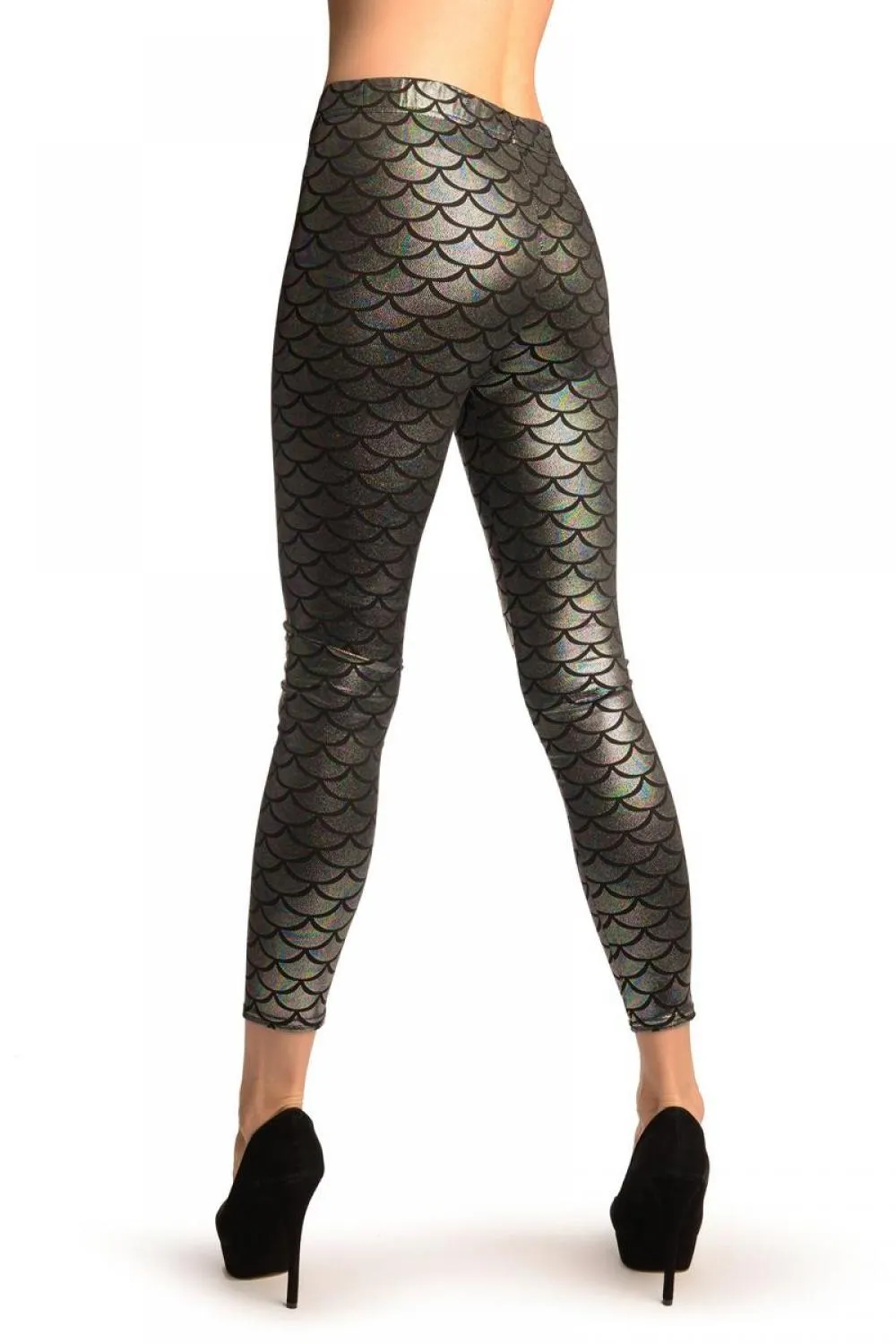 Silver Rainbow Shiny Mermaid Scales Leggings
