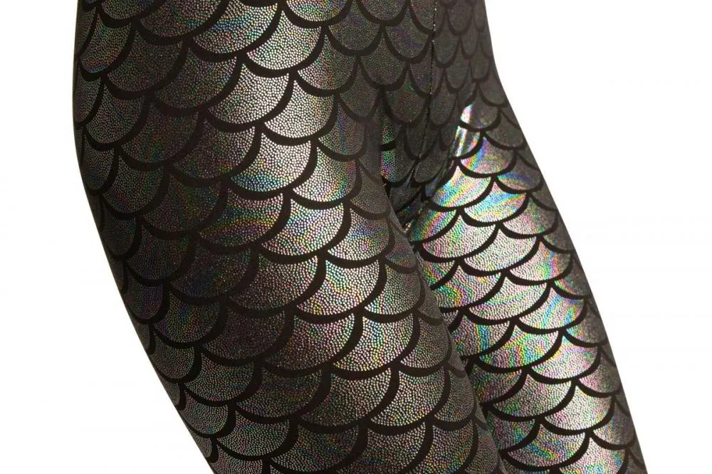 Silver Rainbow Shiny Mermaid Scales Leggings