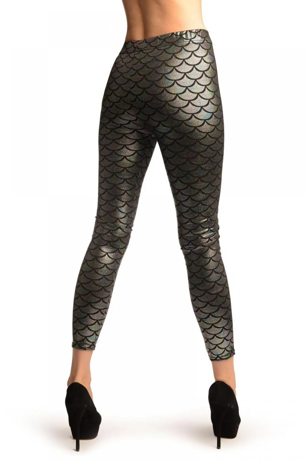 Silver Rainbow Shiny Mermaid Scales Leggings