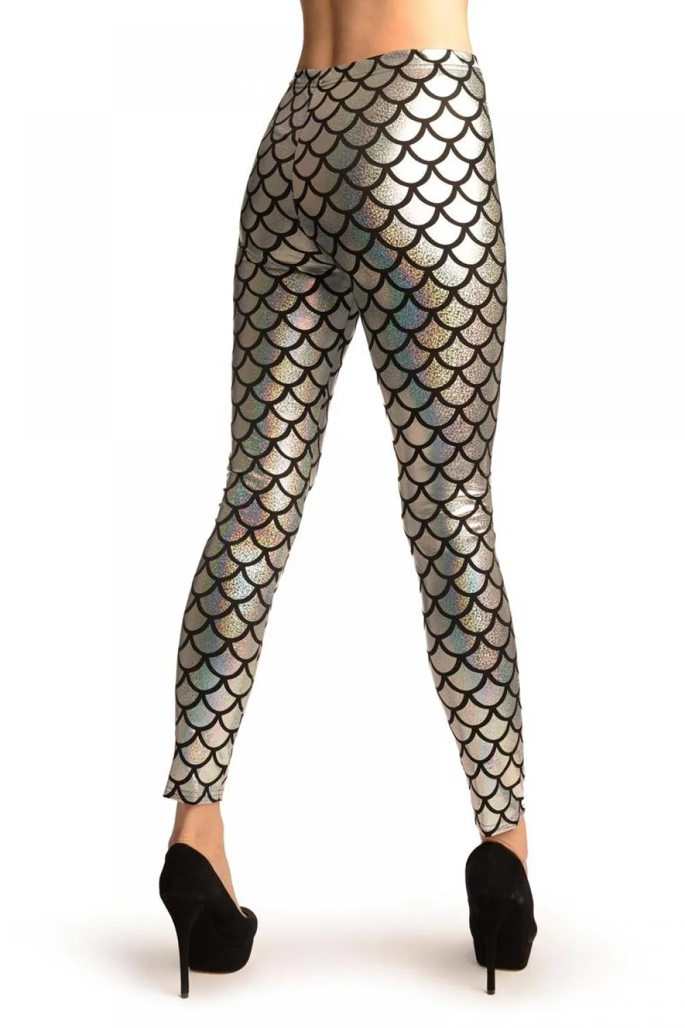 Silver Shiny Gloss Mermaid Scales Leggings