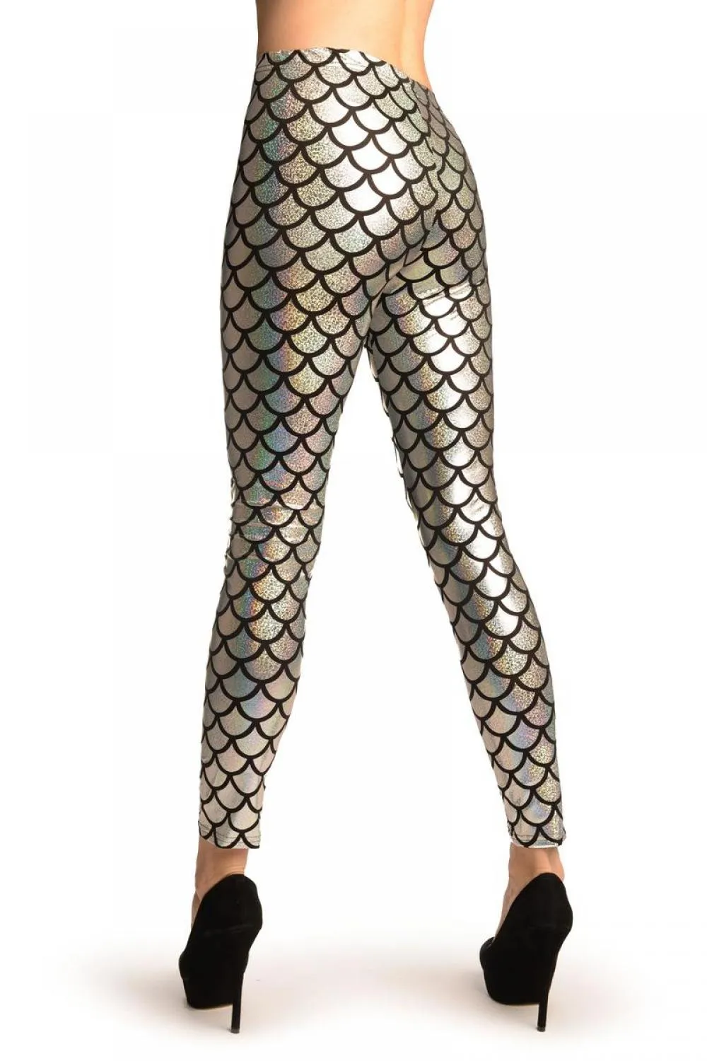 Silver Shiny Gloss Mermaid Scales Leggings