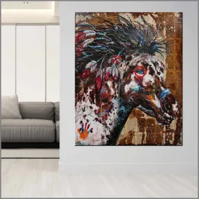 Sunset Ahiga 120cm x 150cm Indian War Horse Urban Pop Book Club Painting (SOLD)