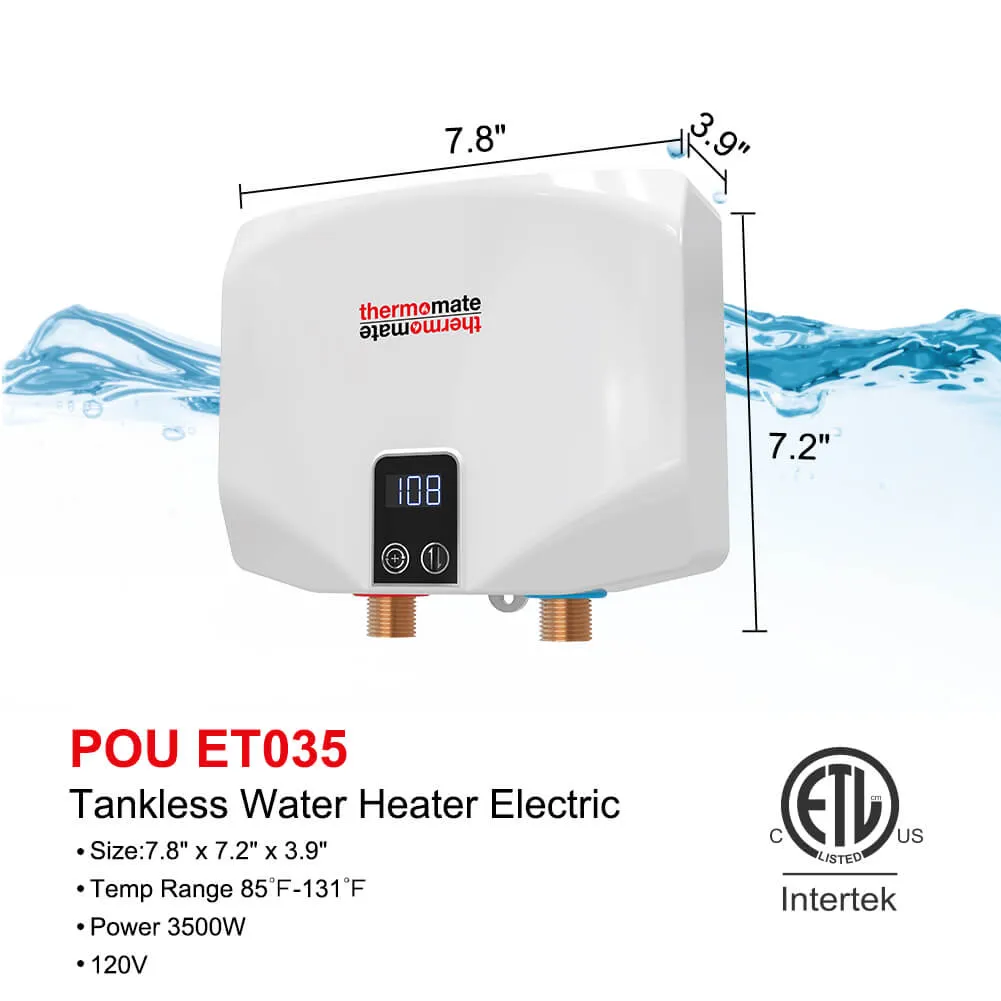 Tankless Electric On Demand Hot Water Heater - 120V | 3.5kW
