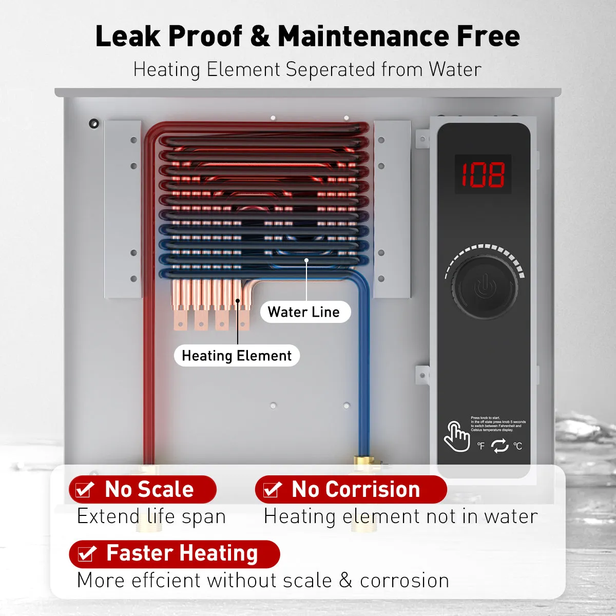 Tankless Electric On Demand Instant Hot Water Heater - 240V | 14kW