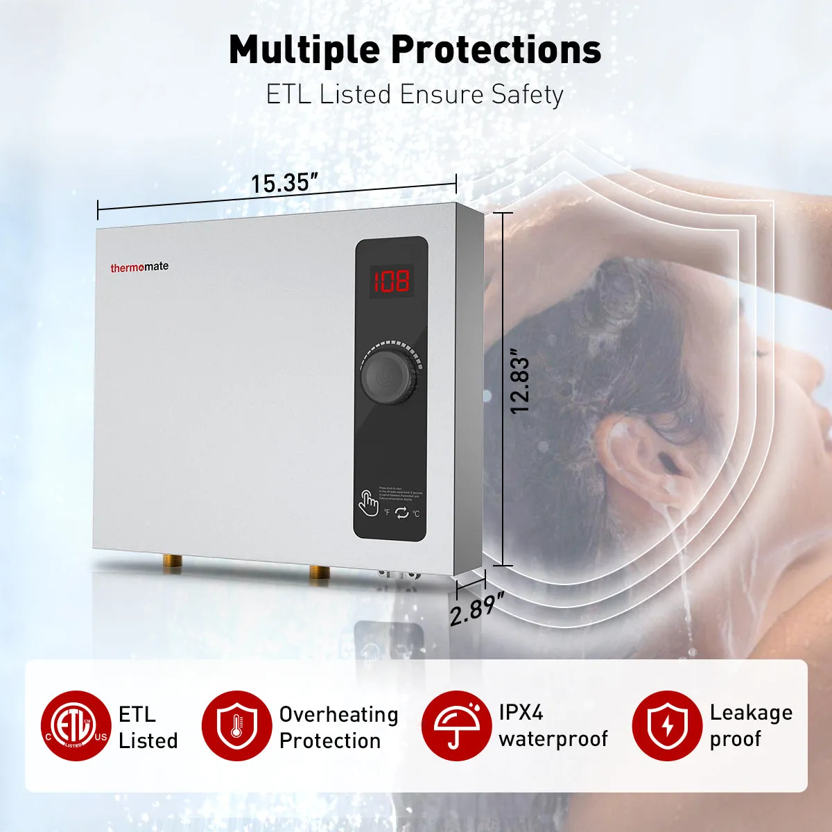 Tankless Electric On Demand Instant Hot Water Heater - 240V | 14kW