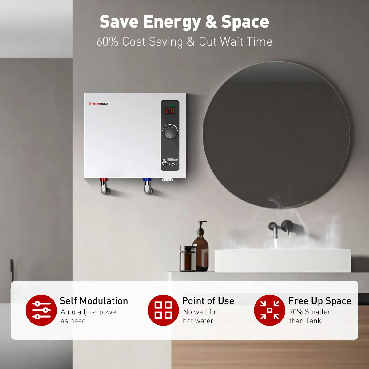 Tankless Electric On Demand Instant Hot Water Heater - 240V | 14kW