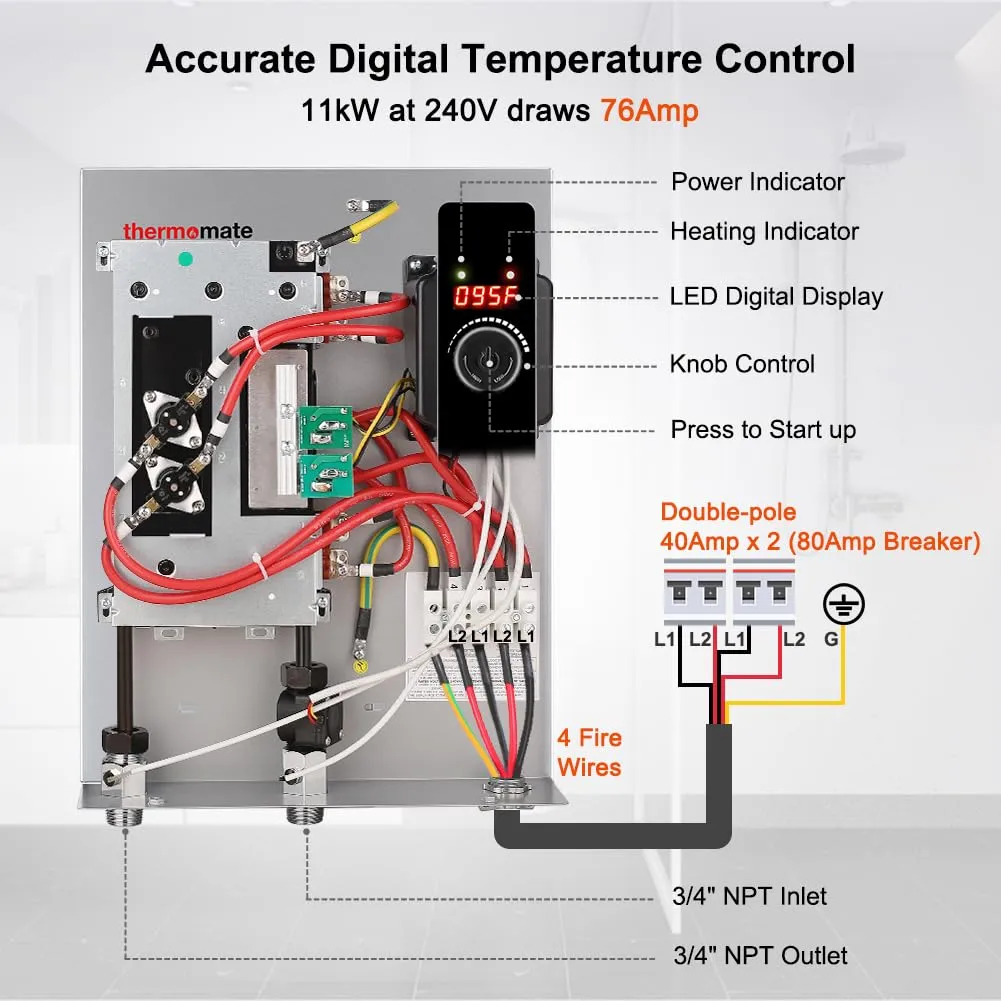 Tankless Electric On Demand Instant Hot Water Heater - 240V | 18kW