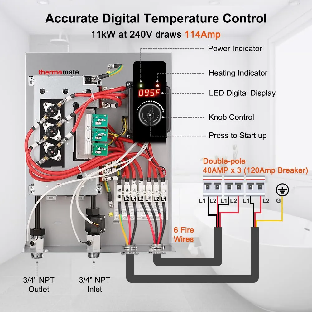 Tankless Electric On Demand Instant Hot Water Heater - 240V | 27kW