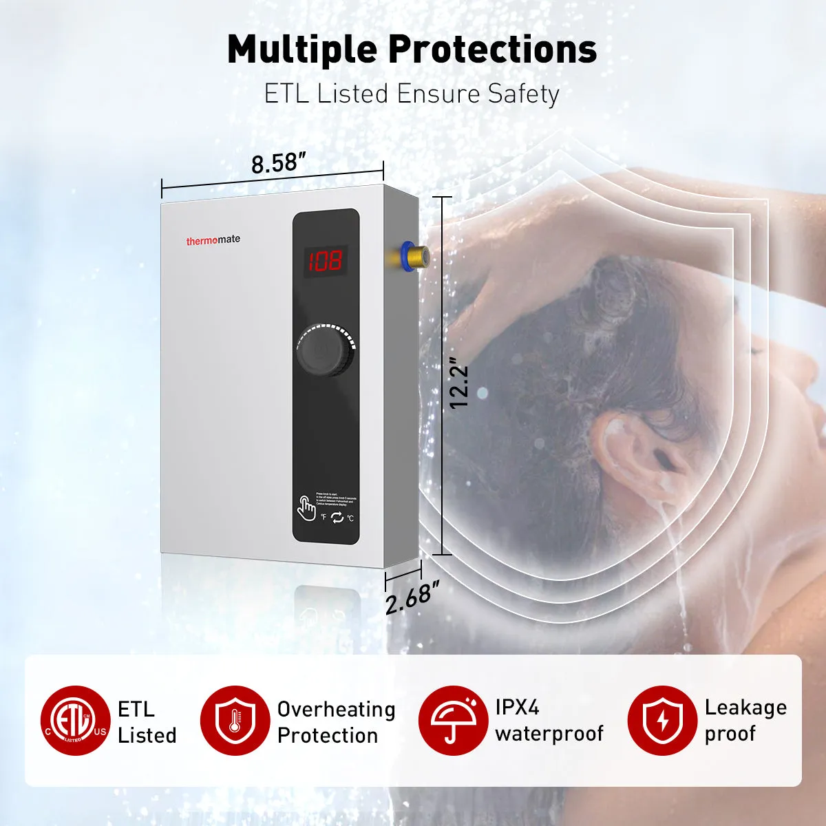 Tankless Electric On Demand Instant Hot Water Heater - 240V | 8kW