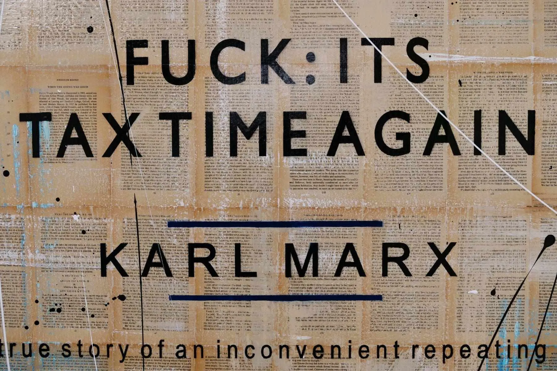 Taxing Times 140cm x 100cm Tax Time Urban Pop Book Club Painting (SOLD)