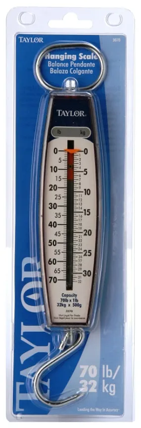 Taylor 3070 Hanging Scale, 70 lb Capacity, Analog Display, Steel Housing Material, lb :CD: QUANTITY: 1