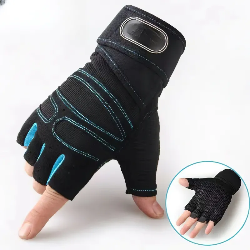 Teal Trim Gym Gloves with Wrist Support - SF2225