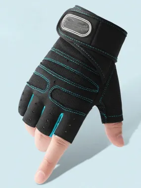 Teal Trim Gym Gloves with Wrist Support - SF2225