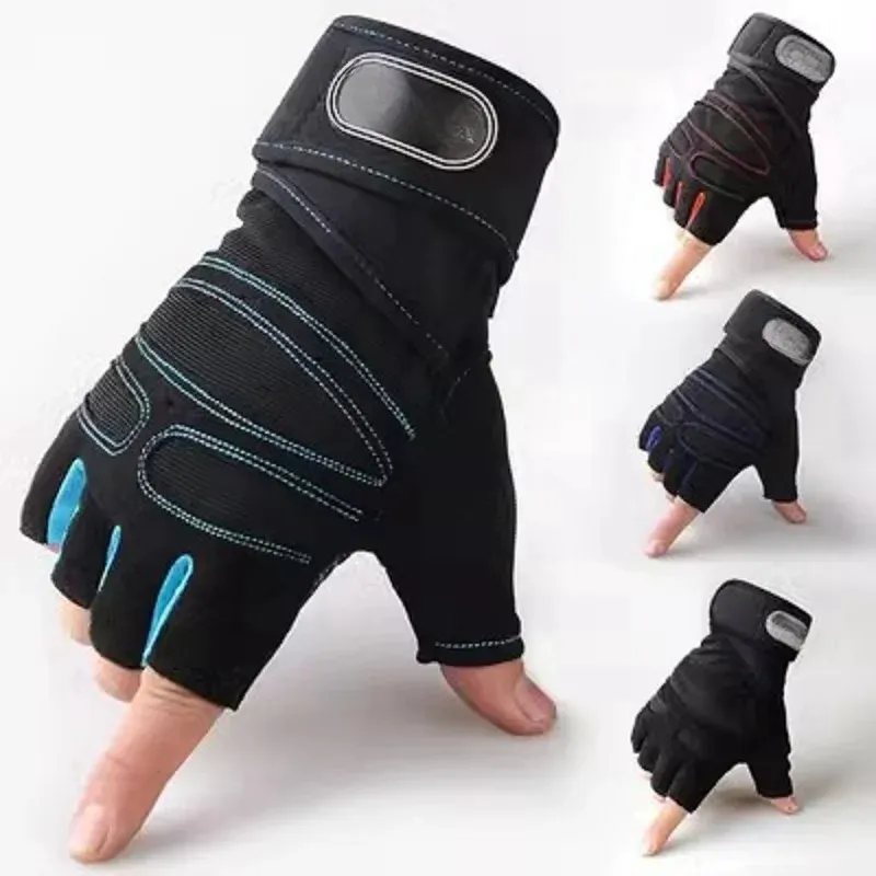 Teal Trim Gym Gloves with Wrist Support - SF2225