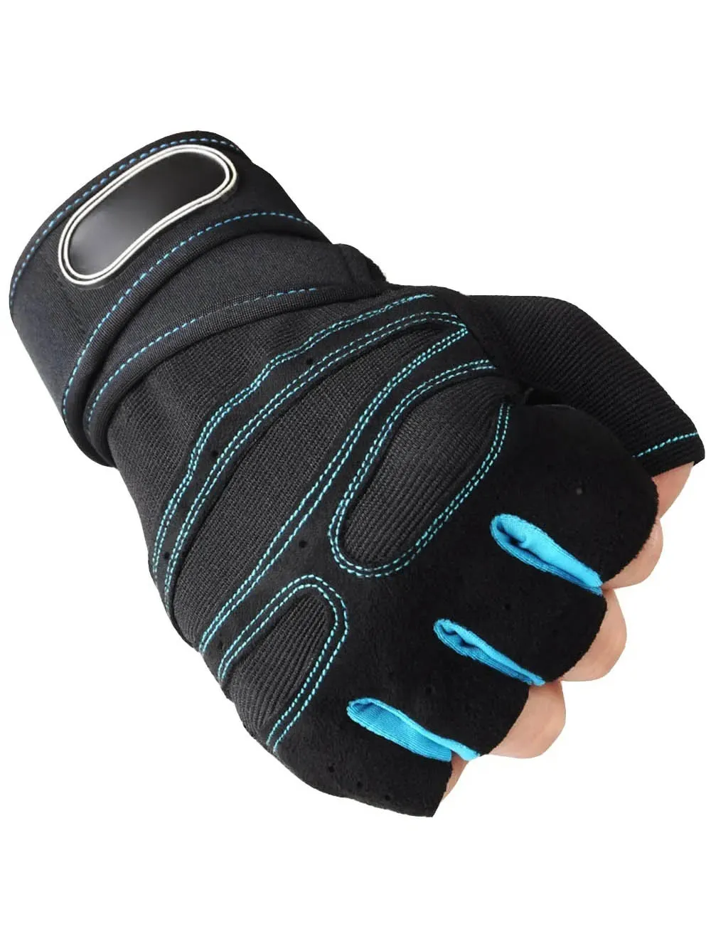 Teal Trim Gym Gloves with Wrist Support - SF2225