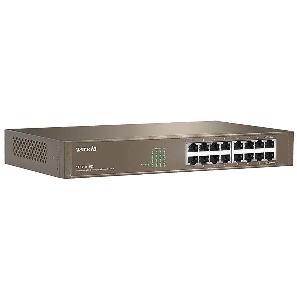 Tenda TEG1016D Unmanaged Rackmount Switch 16 Ports 10/100/1000Mbps
