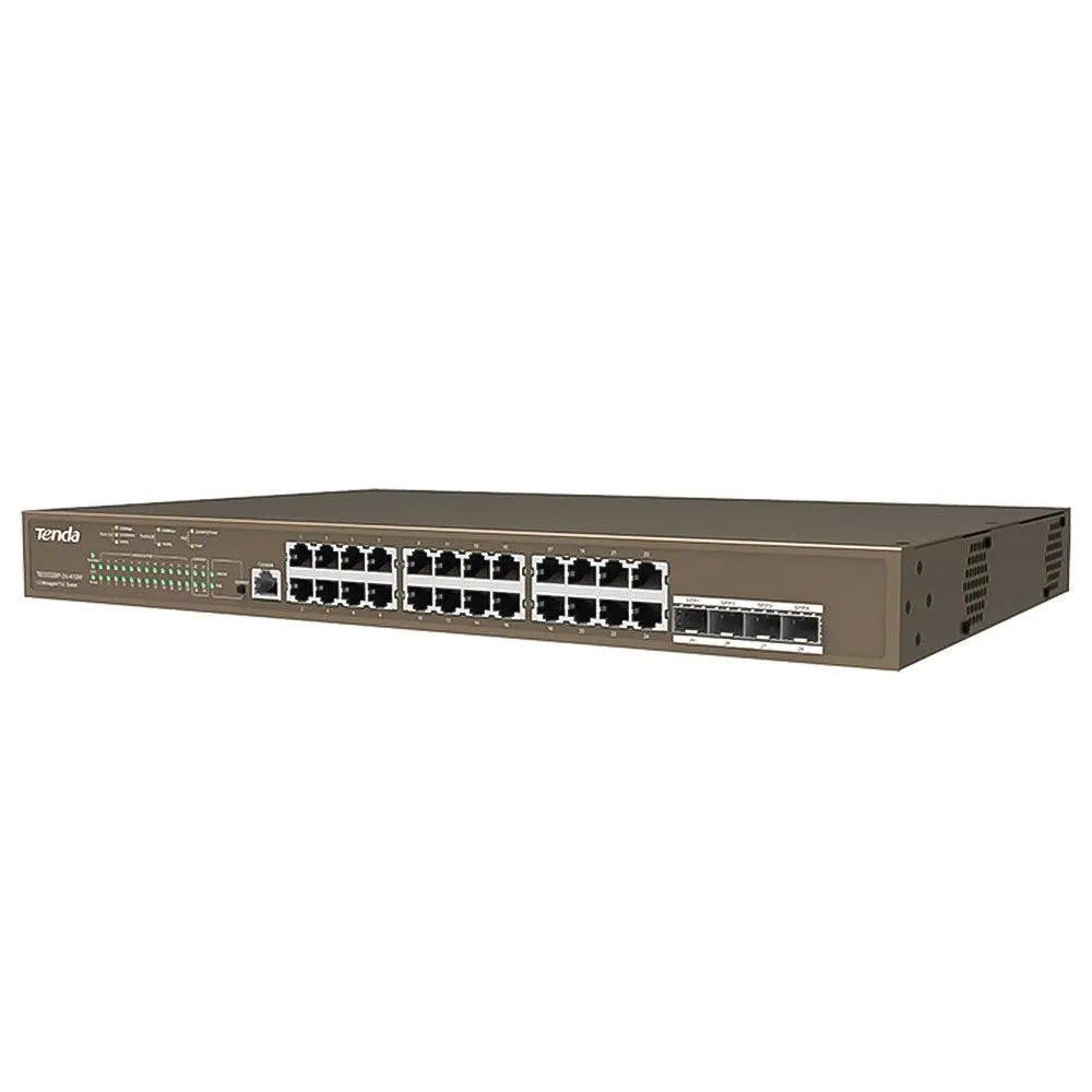 Tenda TEG5328P-24-410W L3 Managed Rackmount PoE Switch 24 Ports 10/100/1000Mbps   4 Ports Gigabit SFP   Console Port