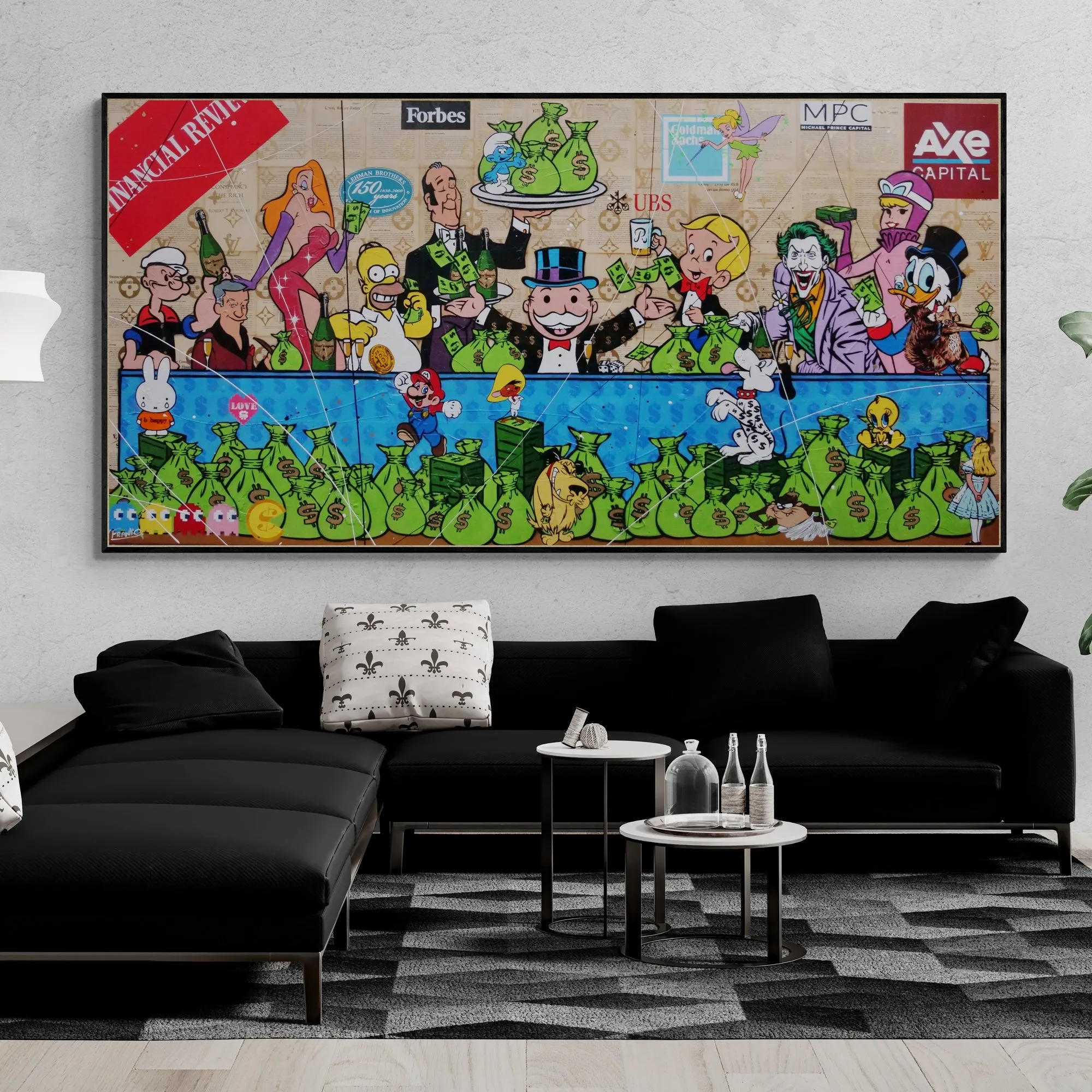 The Money Machine 240cm x 120cm Money Last Supper Urban Pop Book Club Painting