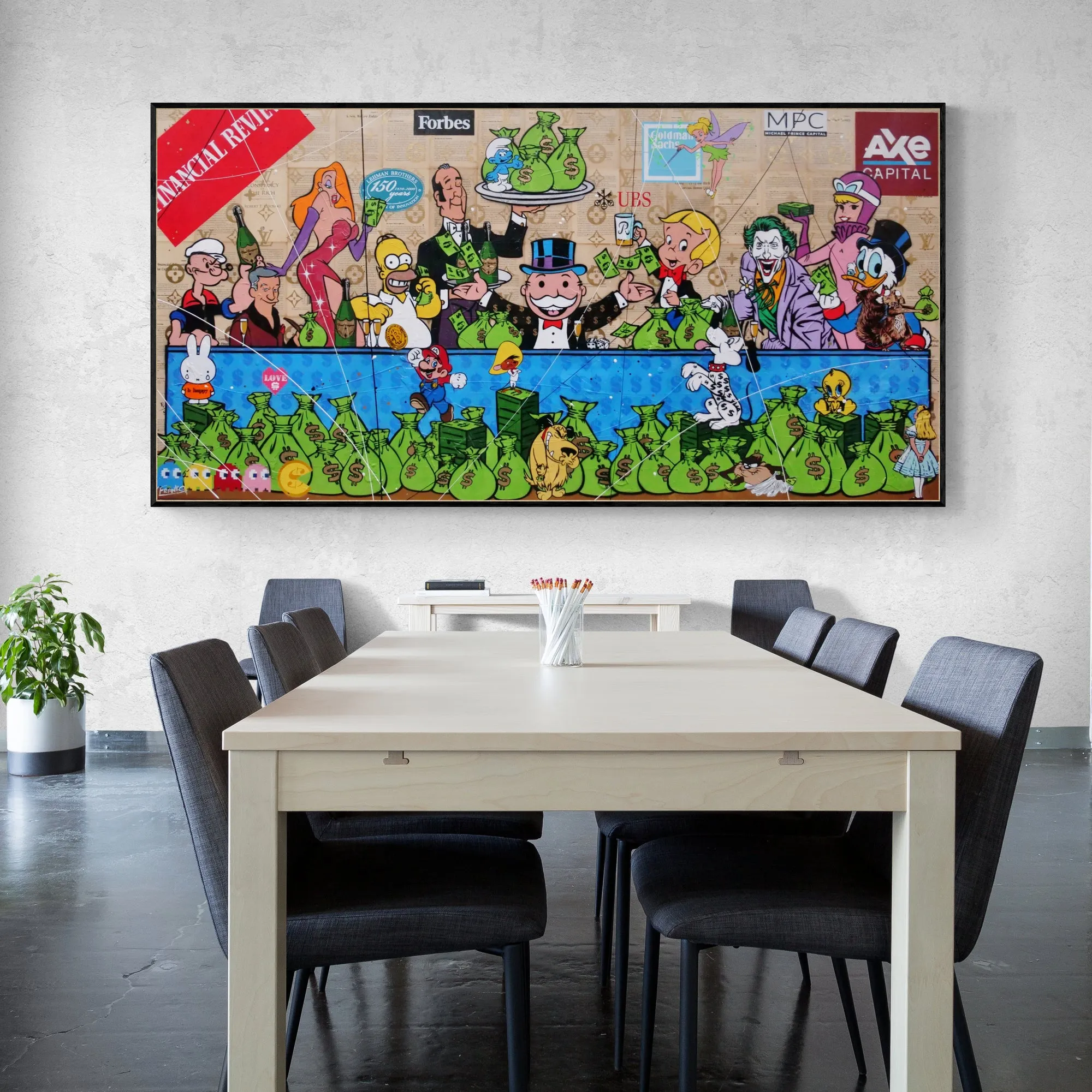 The Money Machine 240cm x 120cm Money Last Supper Urban Pop Book Club Painting