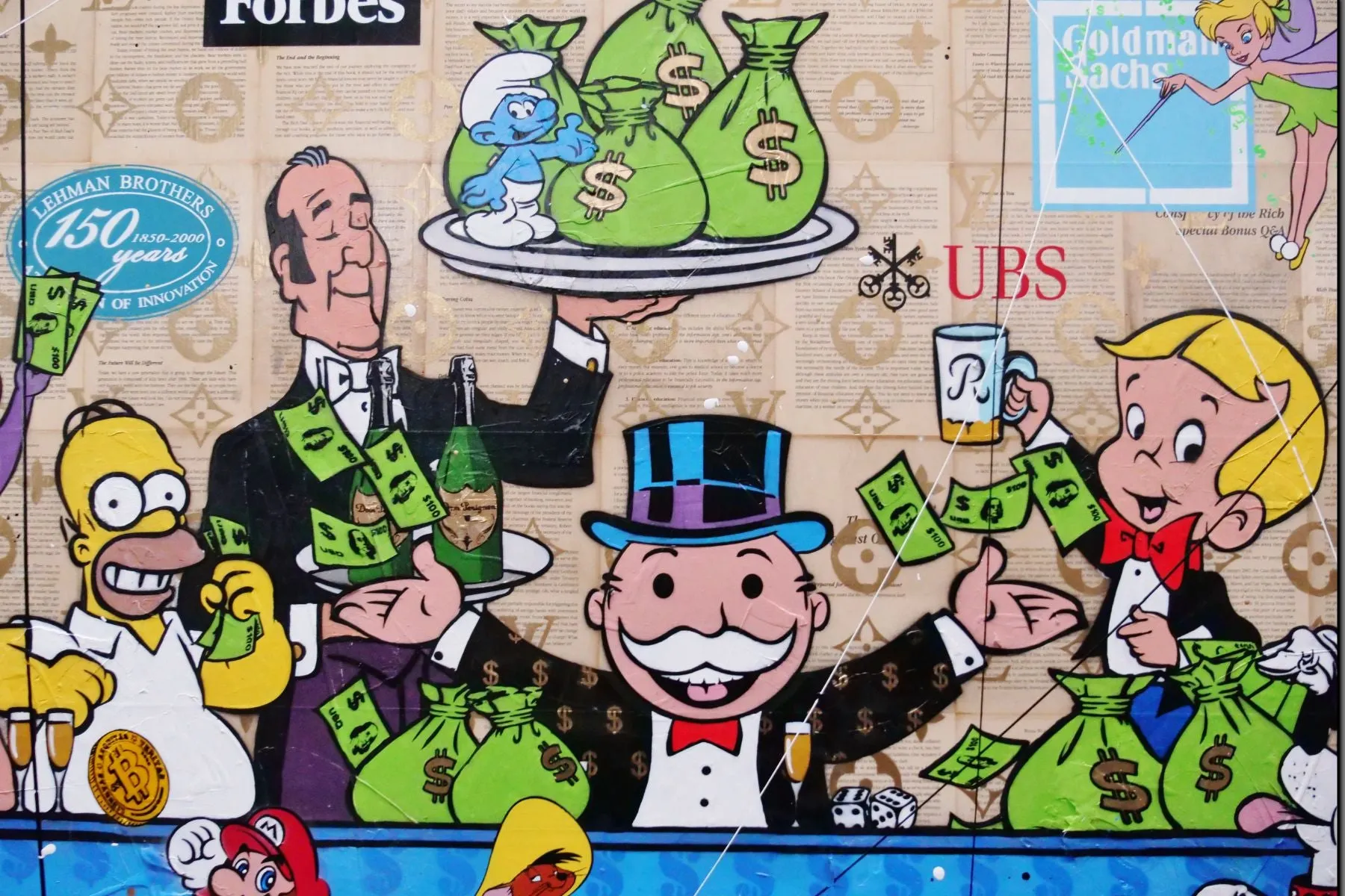 The Money Machine 240cm x 120cm Money Last Supper Urban Pop Book Club Painting