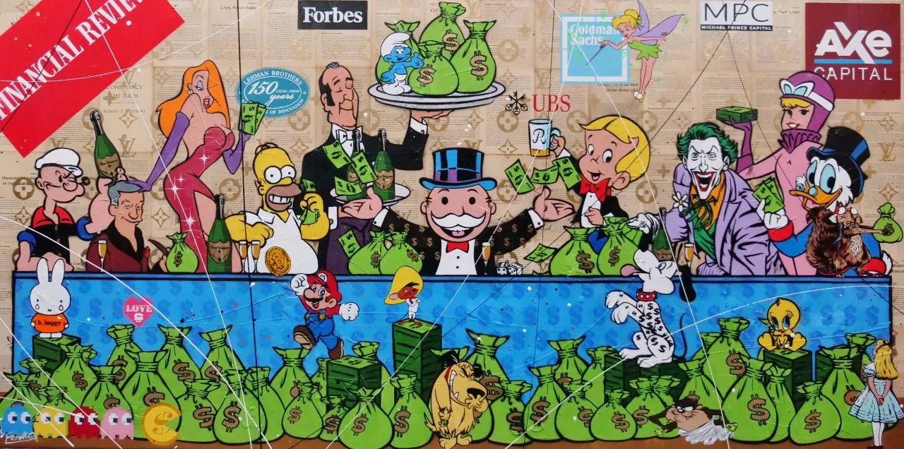 The Money Machine 240cm x 120cm Money Last Supper Urban Pop Book Club Painting