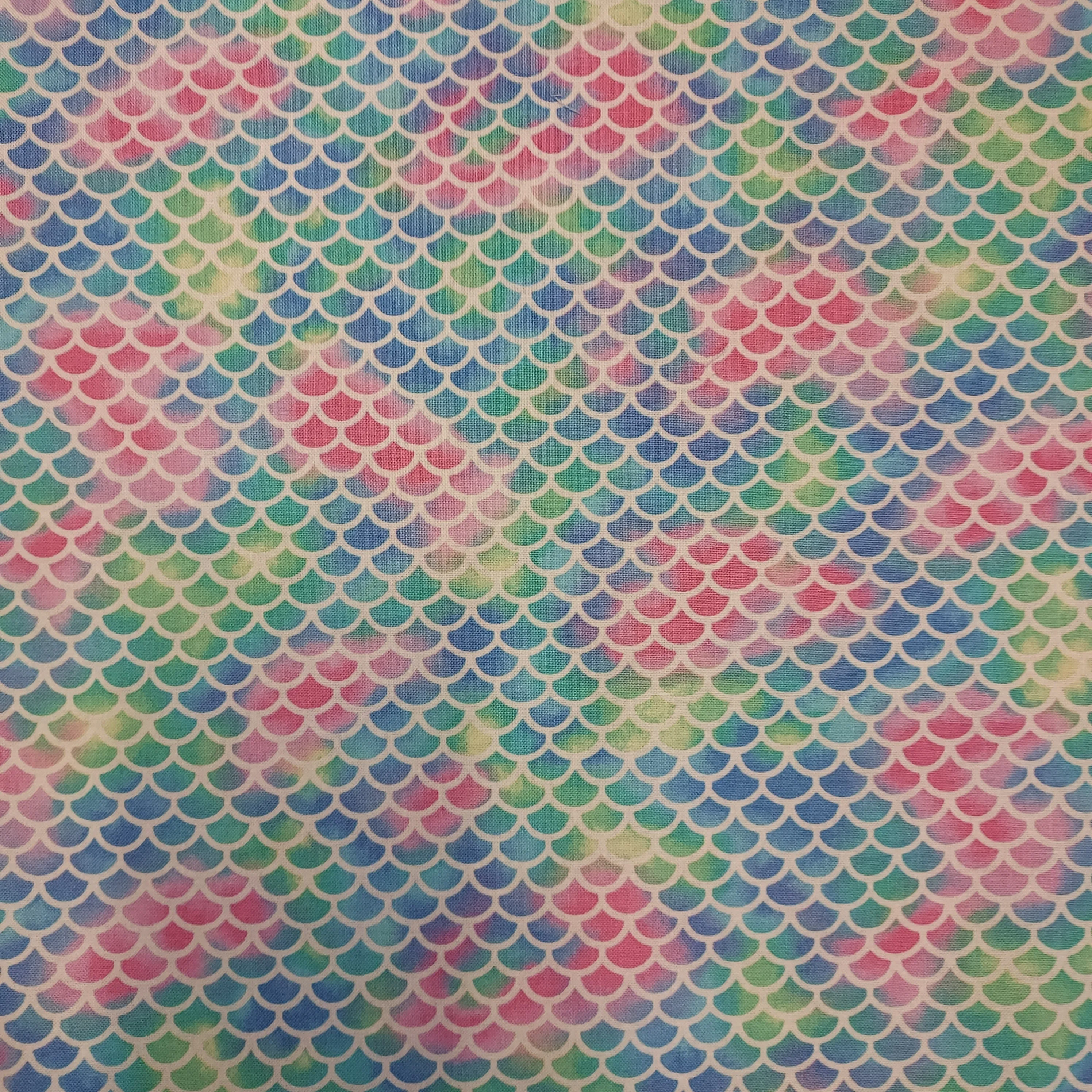 Timeless Treasures Mermaid Scales Pastel Cotton Fabric