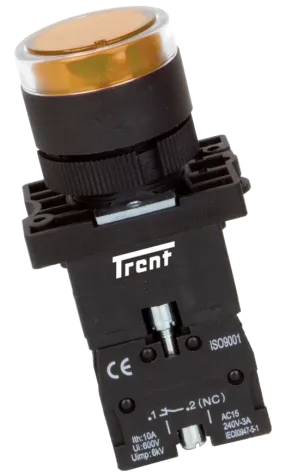 TRIB-22D-Y-24, 22mm LED Pushbutton & Indicator Amber 24AC/DC, Plastic, IEC60947-5-1