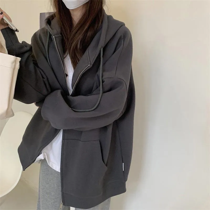 Uniwim style 260G Fish Scales Loose Oversize Sweater Cardigan Zipper Couple Coat Female Early Spring and Autumn