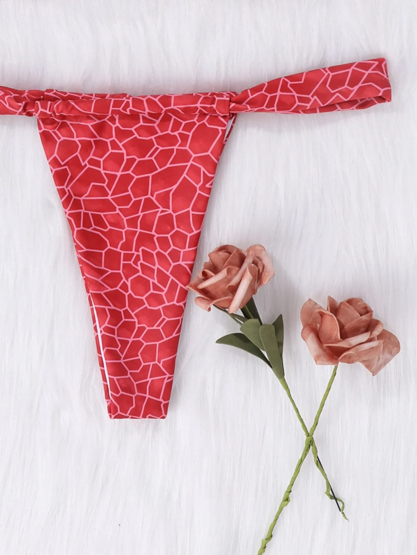 Upopby Scales Print Halter String Bikini Swimsuit