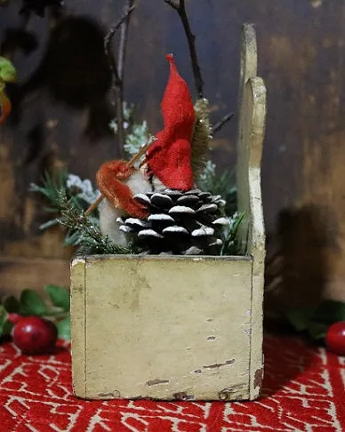 Wall Box with Santa Holding Staff and Tree