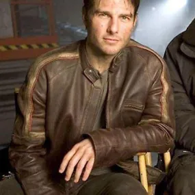 War Of The Worlds Tom Cruise Biker Real Leather Jacket