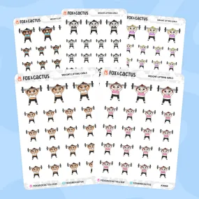 Weight Lifting Kawaii Girl Stickers