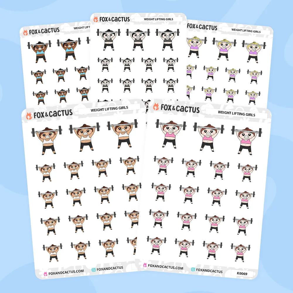 Weight Lifting Kawaii Girl Stickers