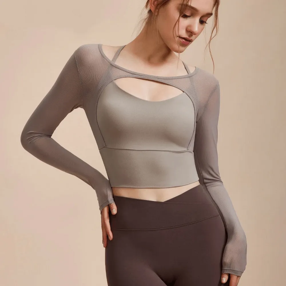 Women's Seamless Long Sleeve Yoga Crop Top - SF2112