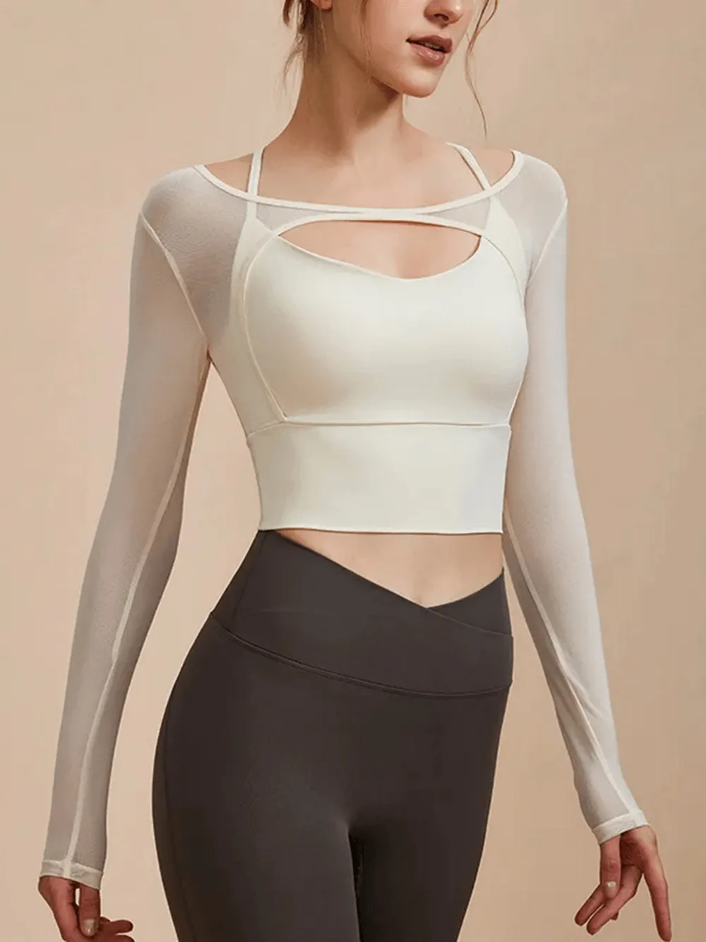 Women's Seamless Long Sleeve Yoga Crop Top - SF2112