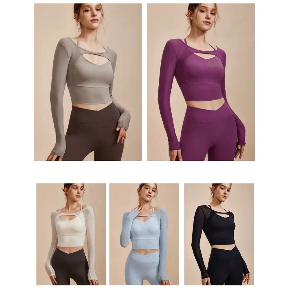 Women's Seamless Long Sleeve Yoga Crop Top - SF2112