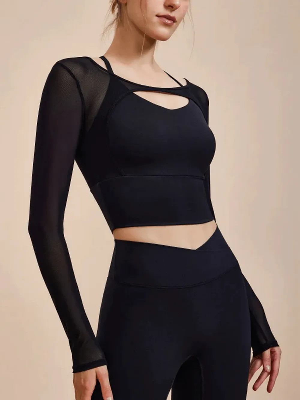 Women's Seamless Long Sleeve Yoga Crop Top - SF2112