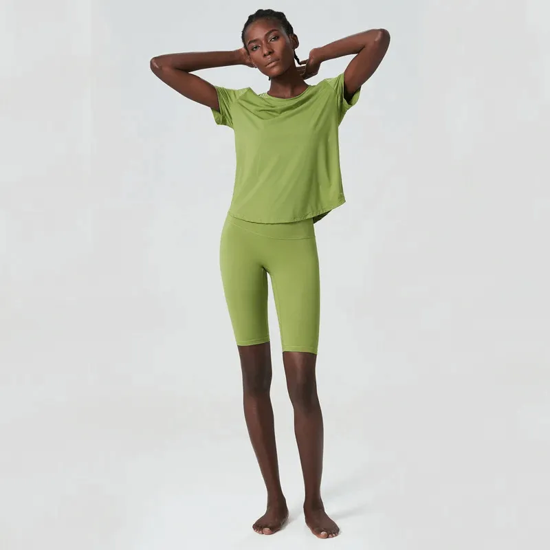 Women's Solid Color Two Pieces Yoga Set - SF2079