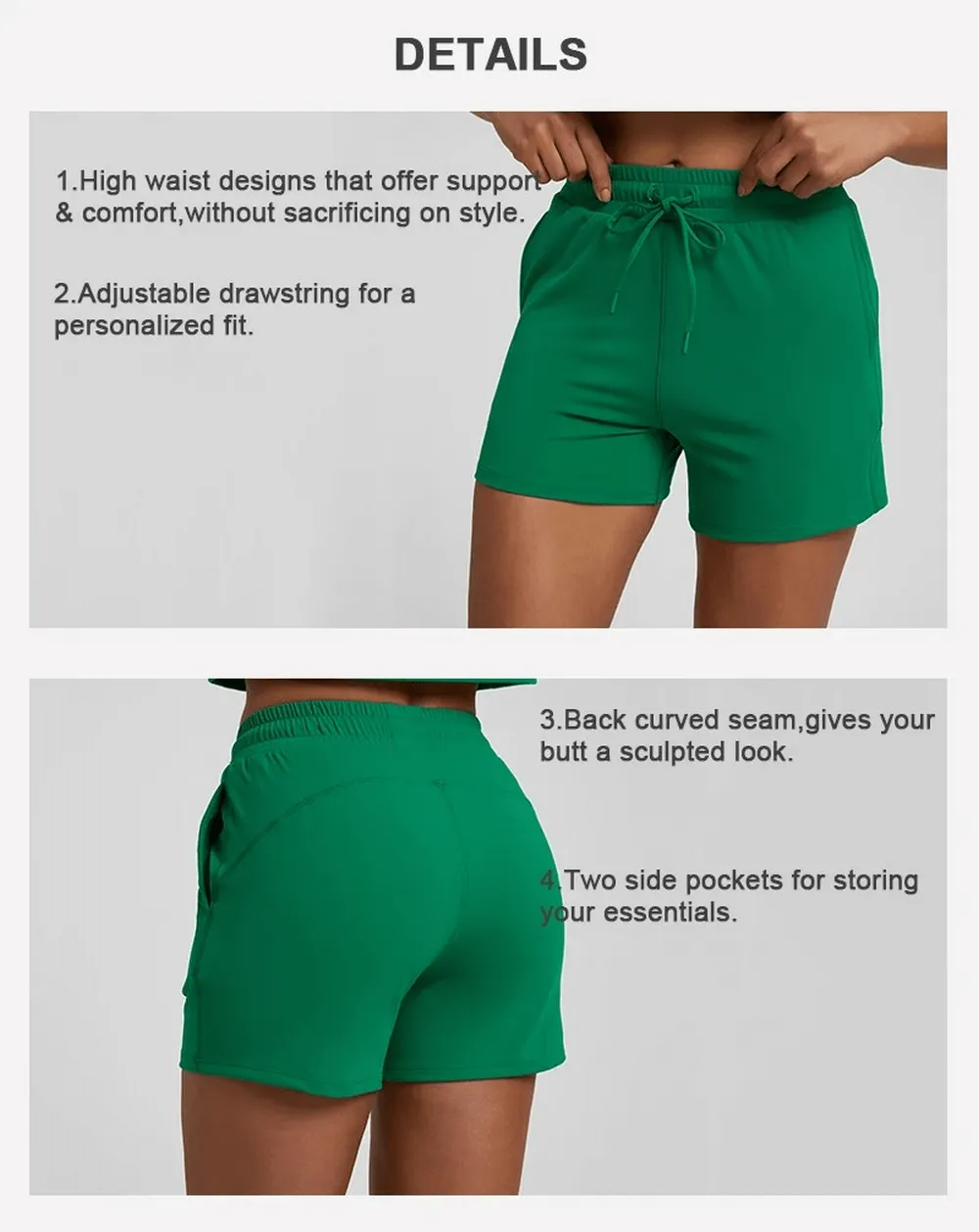 Women's Workout Shorts with Elastic Waistband - SF2235